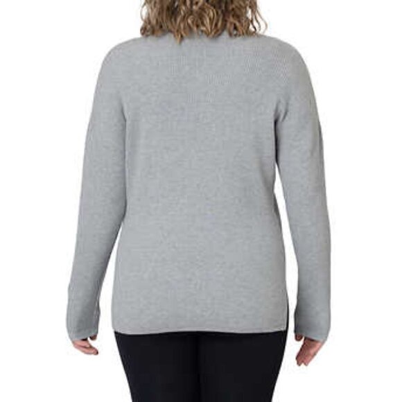 NEW Elle Long Sleeve V-neck Sweater | Grey - Picture 3 of 7
